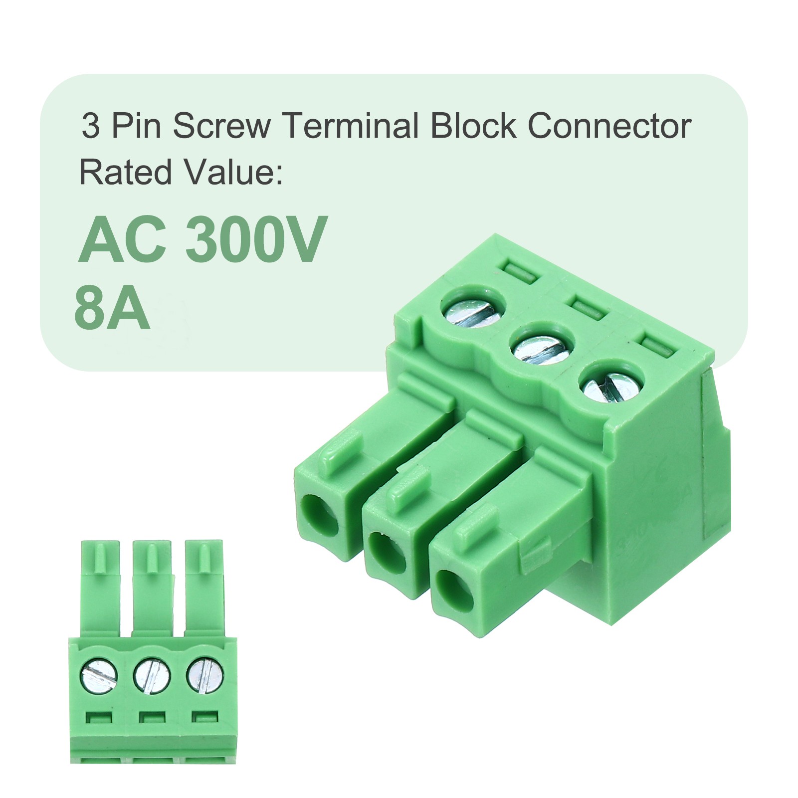 10 PCS 3-Pin PCB Mount Screw Terminal Block Connectors 3.81mm/0.15inch Pitch