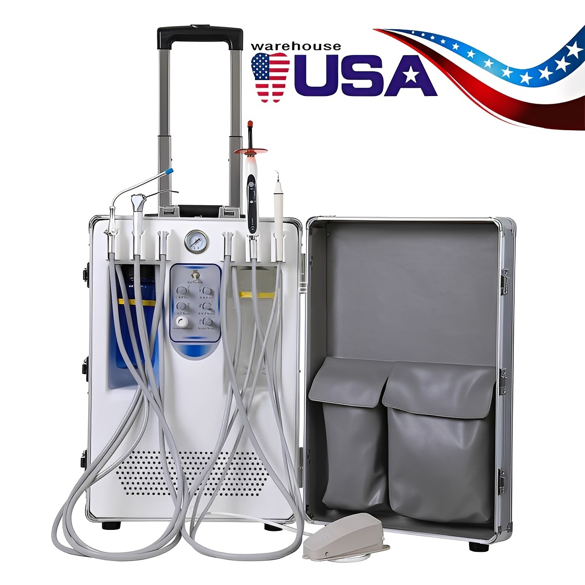 Portable Dental Delivery Unit with Air Compressor Suction System Scaler Curing