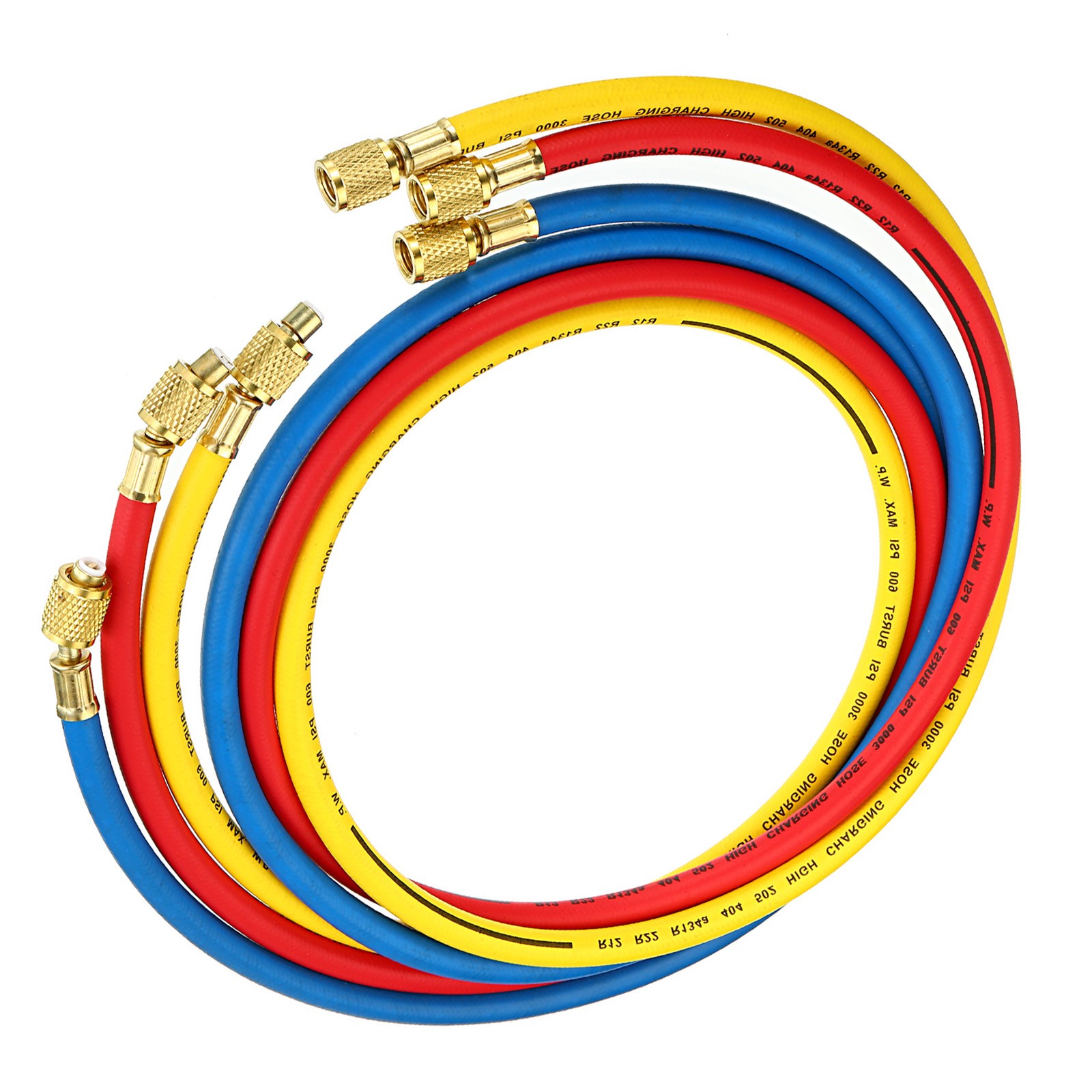 4.9ft 600 PSI 3000 PSI 1/4 SAE Refrigerant Charging Hose Three Color