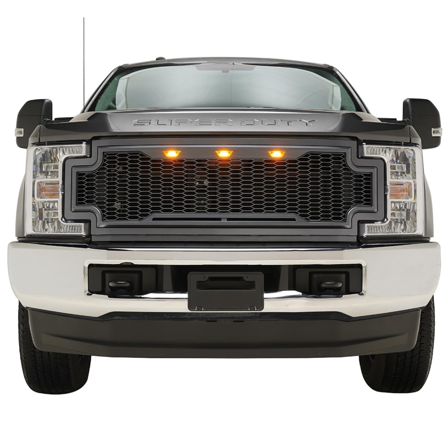 HONEYCOMB MESH GRILL FRONT GRILLE FOR 2017-2019 Ford Super Duty METALLIC GRAY