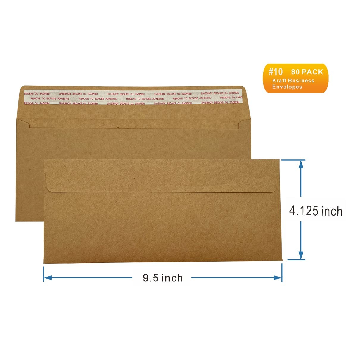 Burasari 80Qty#10 Brown Kraft Business envelopes 4.125 x 9.5 inches, brown