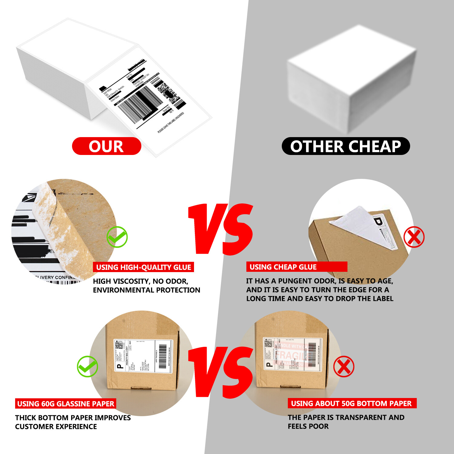 2000 Labels Fanfold 4×6 Direct Thermal Label Shipping Zebra ZP450 ZP505 1000