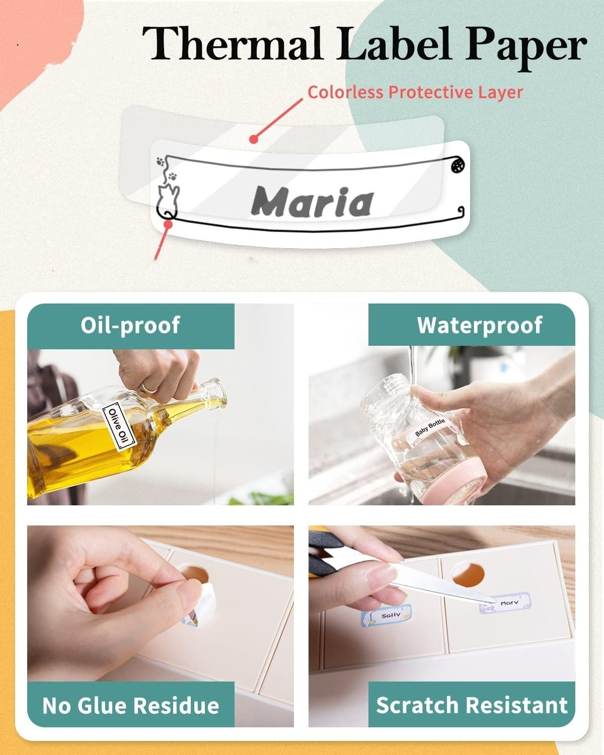 Phomemo D30 Labels-15mm x 6m Continuous Label Maker Tape, Sticker Thermal Pap…