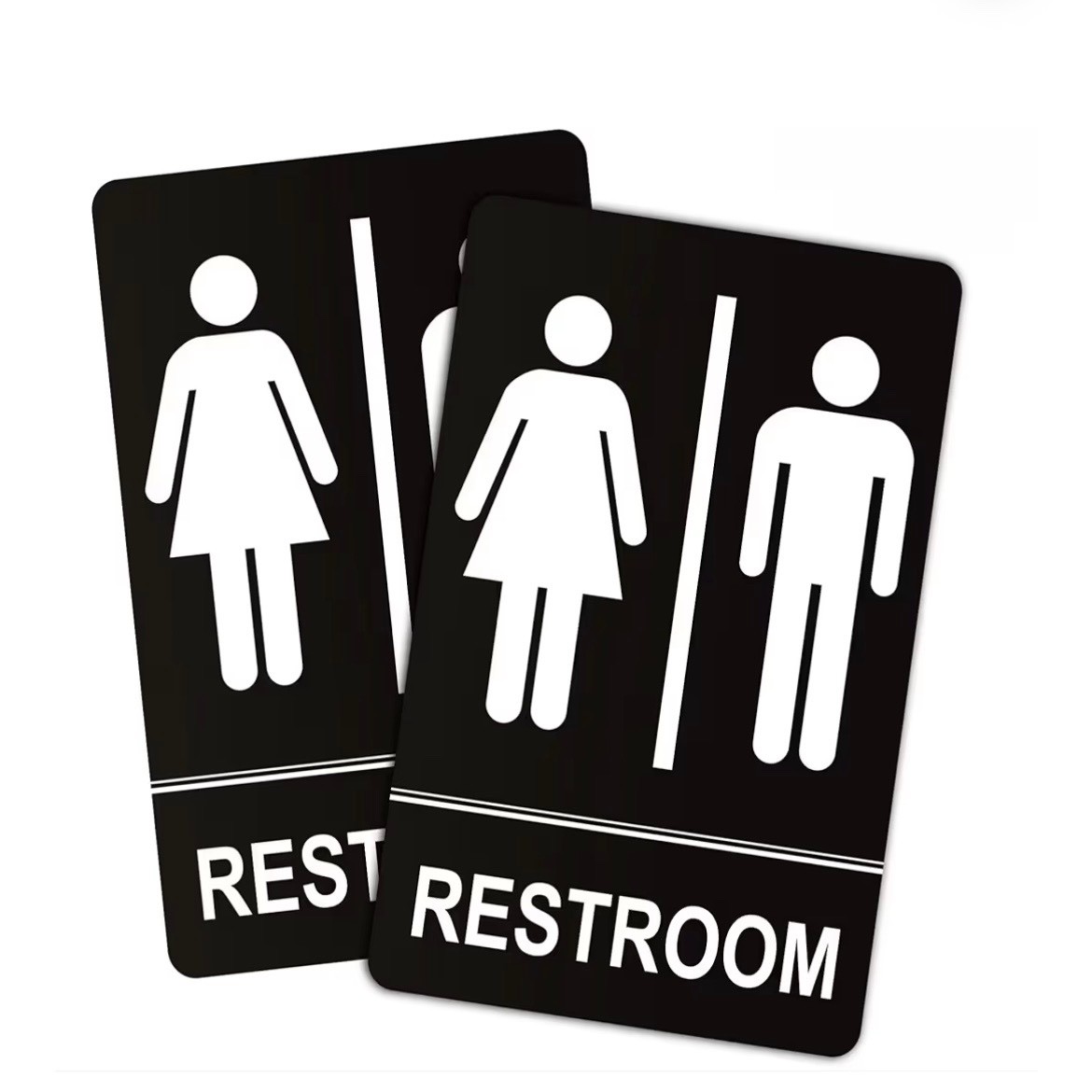 Restroom Sign – (2 Pack ) Metal Restroom Signs for Business, home door or wall.
