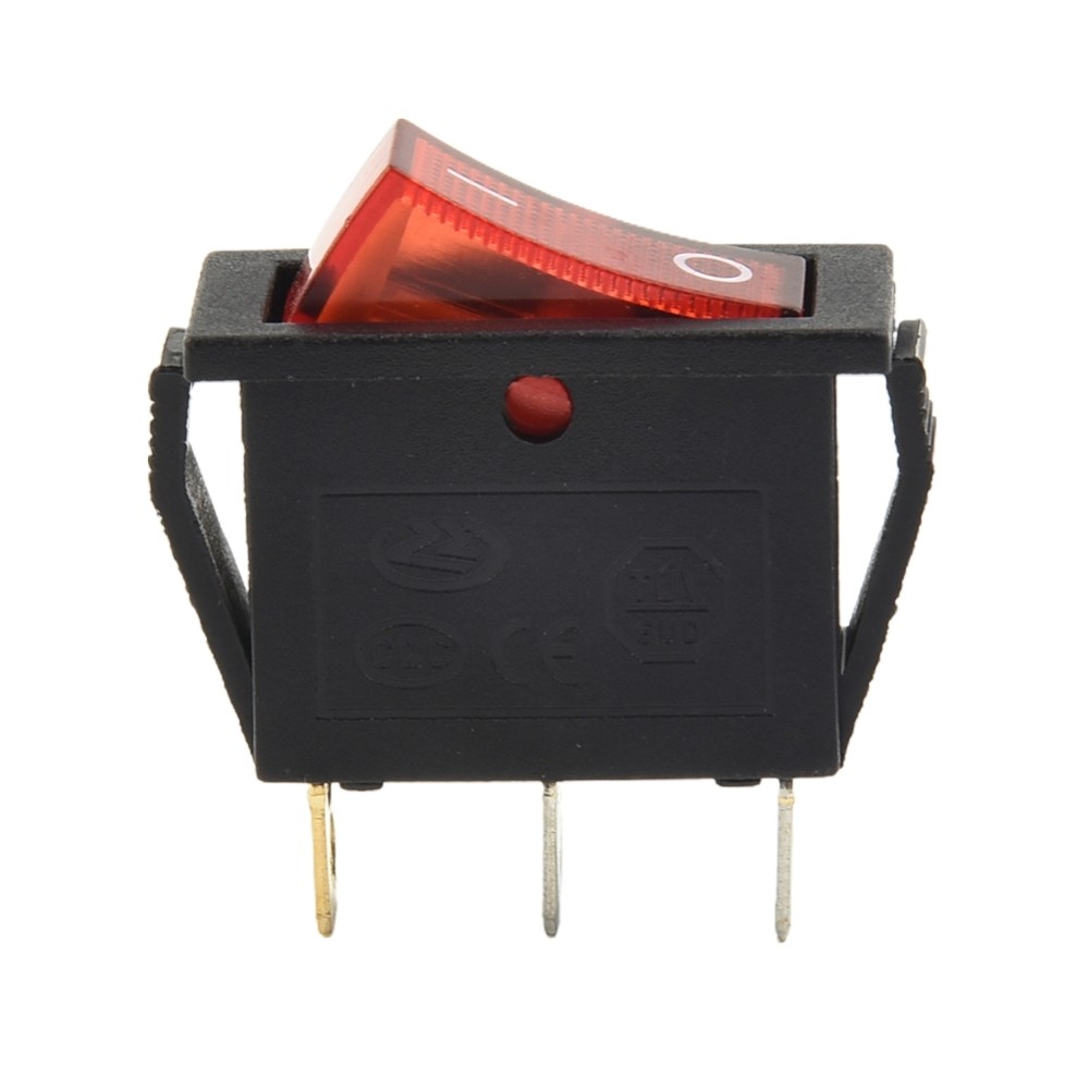 Red Skinny Rectangle Rocker Switch Thin 3-Pin LED Light 110V AC ON/OFF 15A 250V