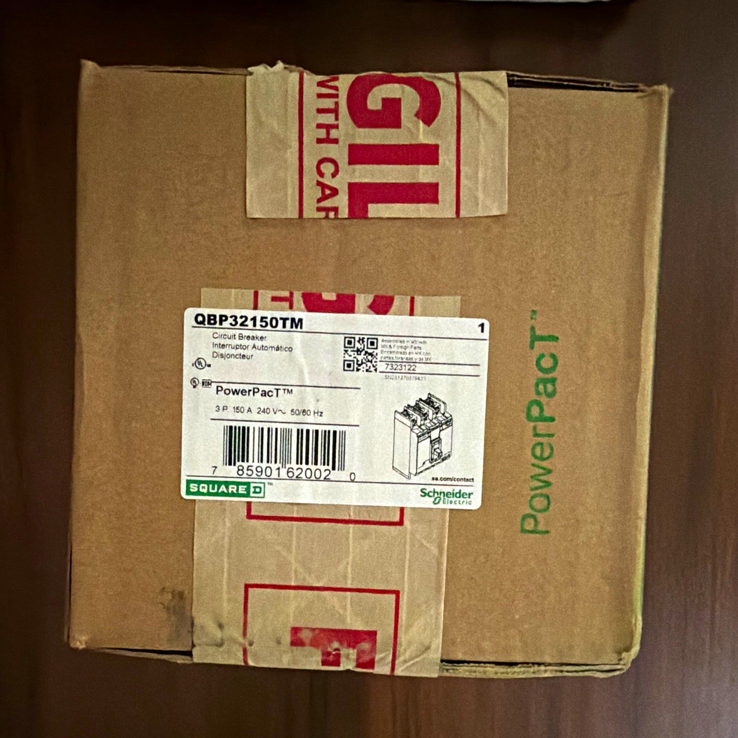 Square D PowerPact QBP32150TM Circuit Breaker 150A 240VAC 3-Pole Thermal