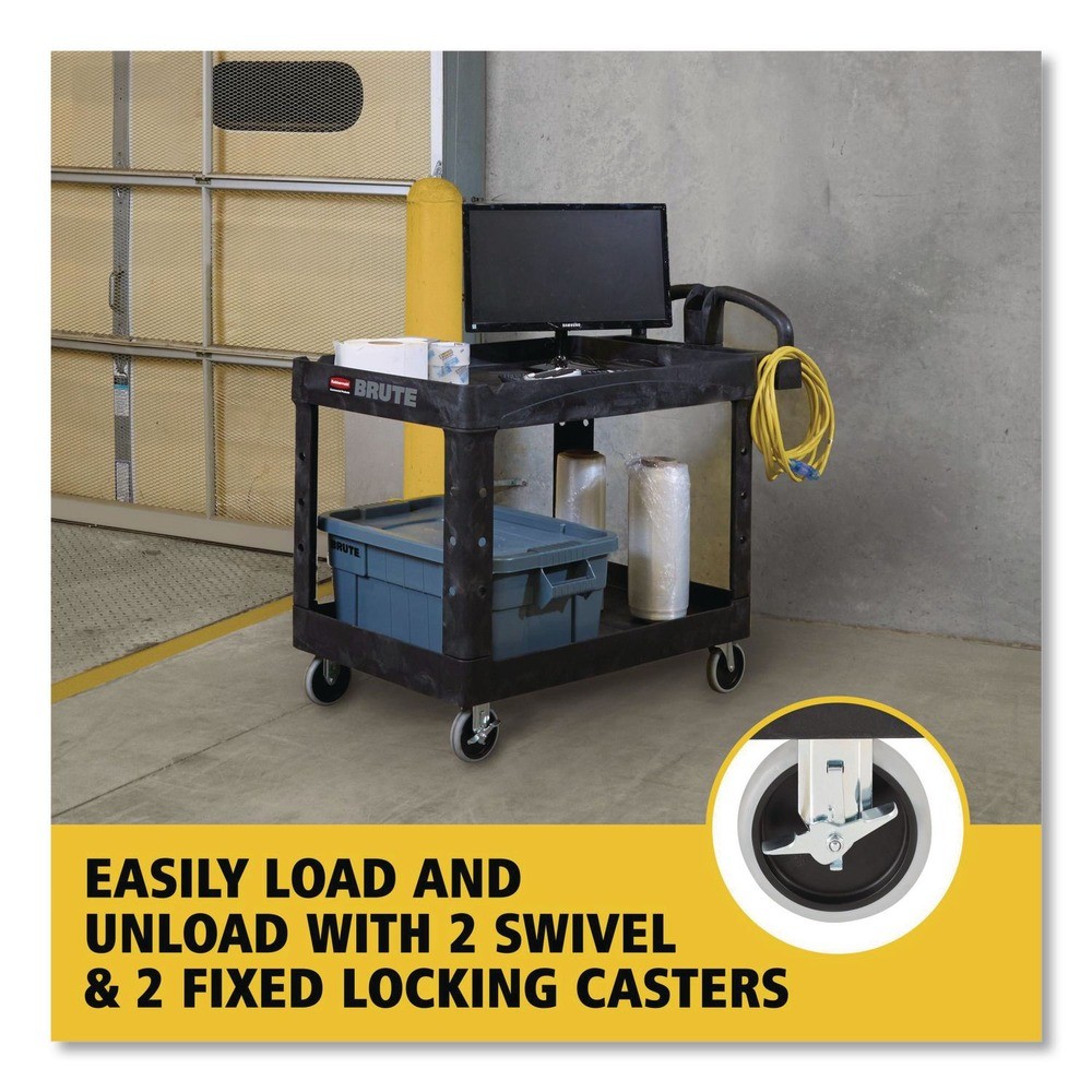 Rubbermaid Commercial 452088BK 25.9″ x 45.2″ x 32.2″ 2 Shelf Utility Cart New