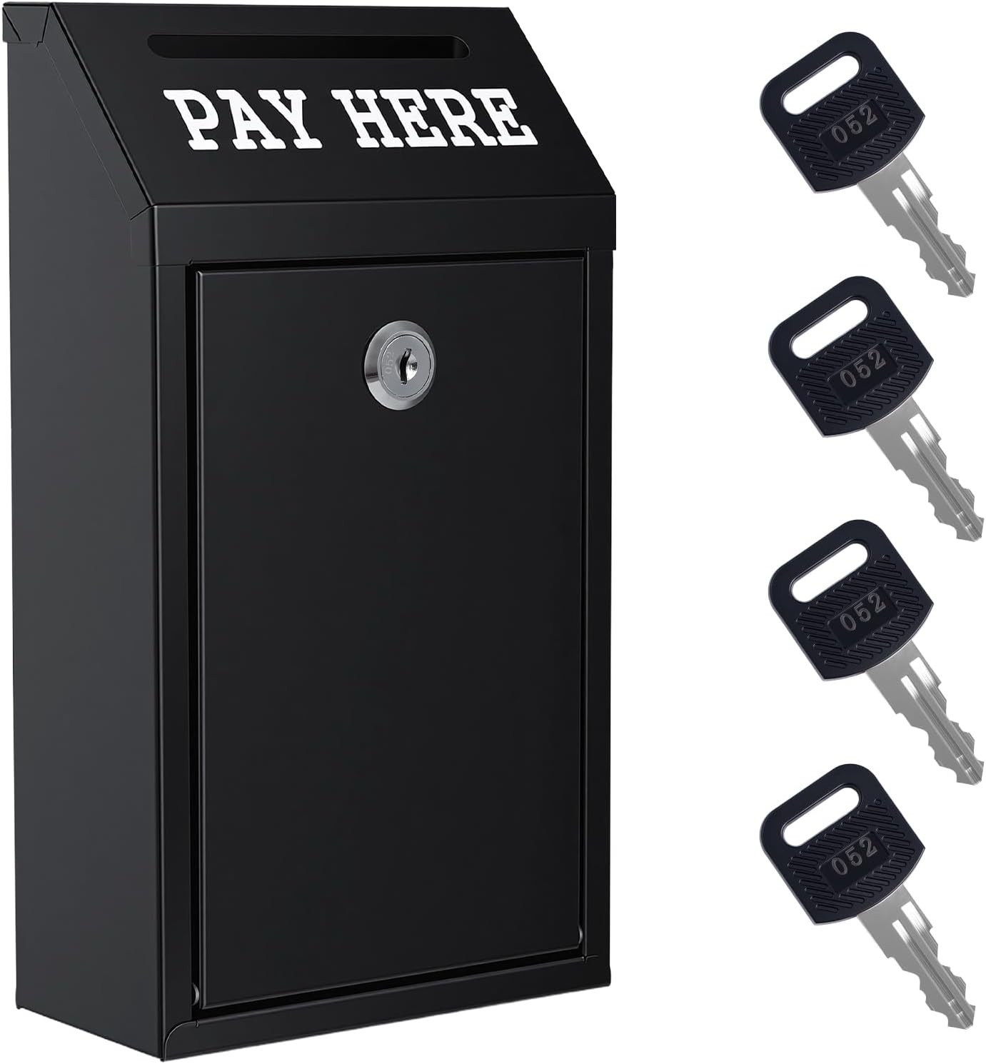 Sumerfnt Pay Here Cash Box for Farm Stand, Metal Cash Box with Lock and 4 Keys W