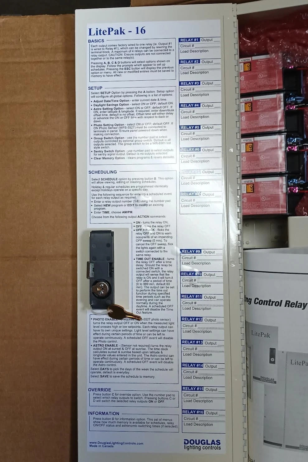 Douglas Lighting Controls LitePak-16 Control Panel Wpak16-3352