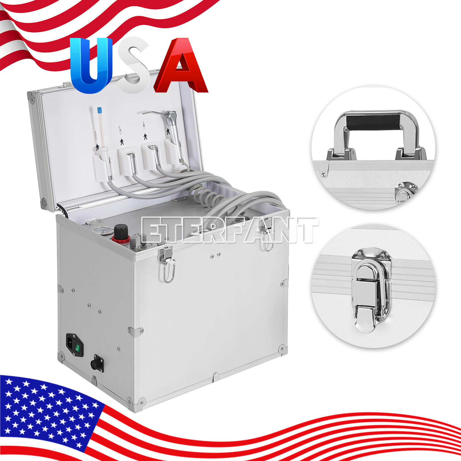 ETERFANT Portable Dental Delivery Unit Air Compressor Suction System 4Holes