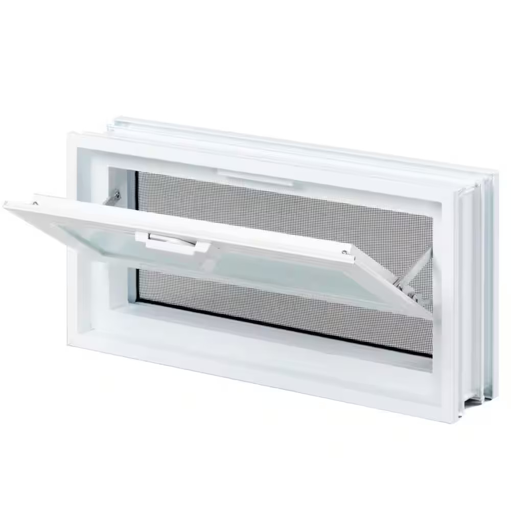 31 In. X 11.5 In. X 3.125 In. Frameless Wave Pattern Vented Glass Block Window