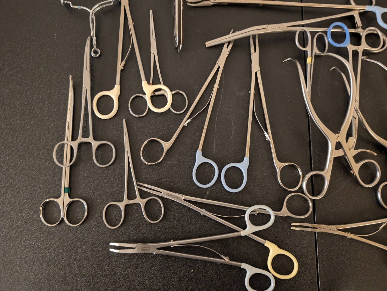 Mixed 27 Surgical Instruments Used Untested Forceps Clamps Scissors Retractors