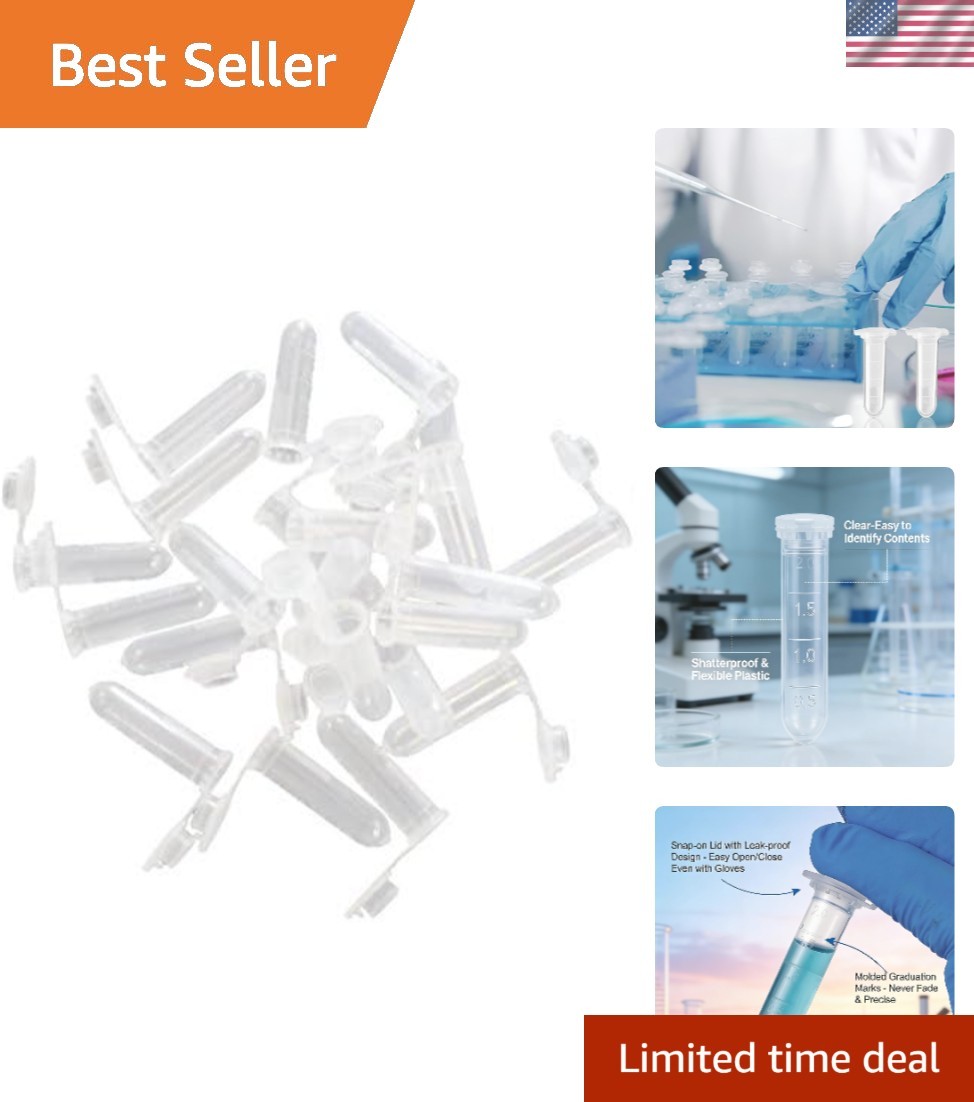 100pcs 2ml Shatterproof Plastic Vials with Leak-Proof Caps for Sample Storage