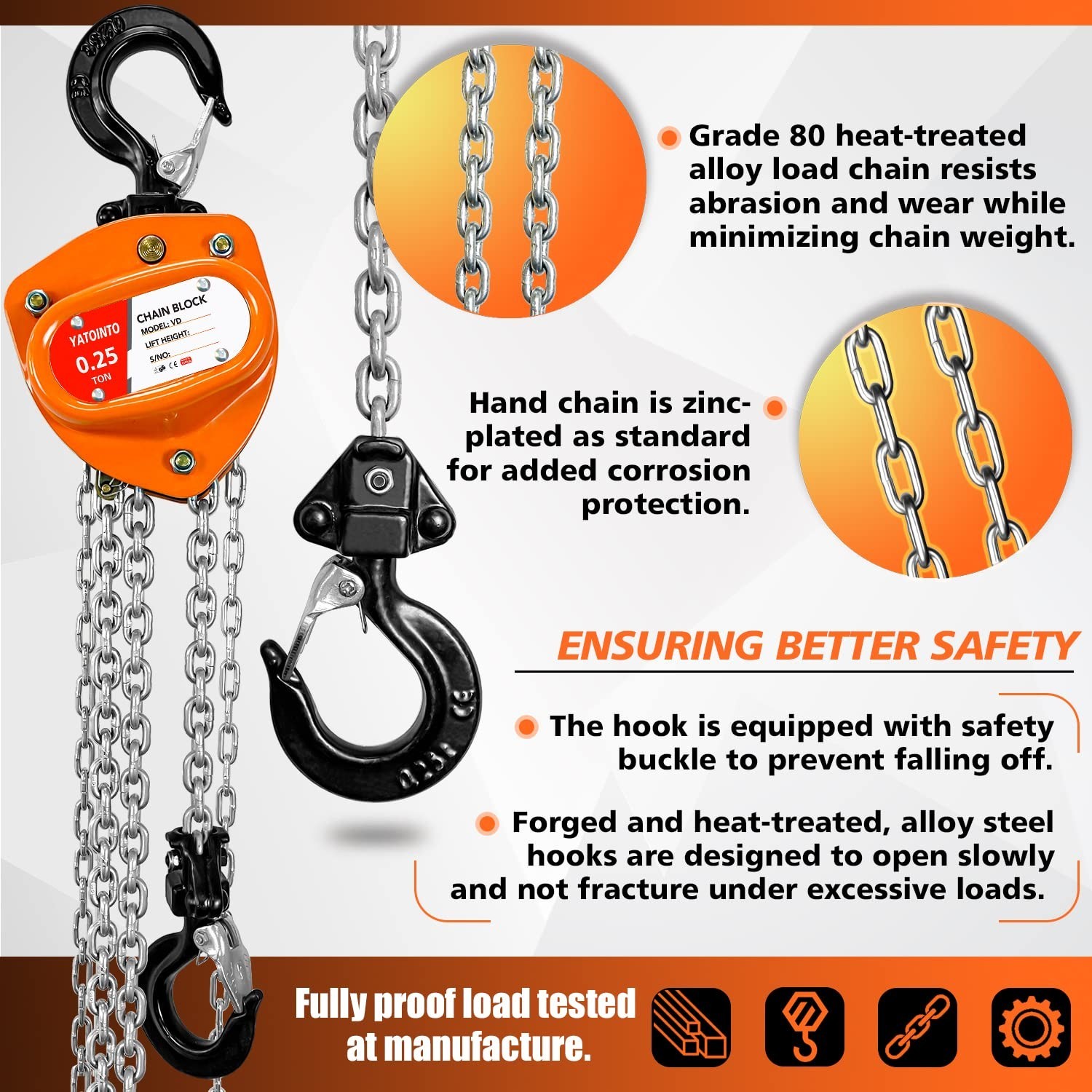 Chain Hoist 1/4 Ton 550Lbs Capacity | Mini Hand Chain Hoist 10FT | Manual Cha…