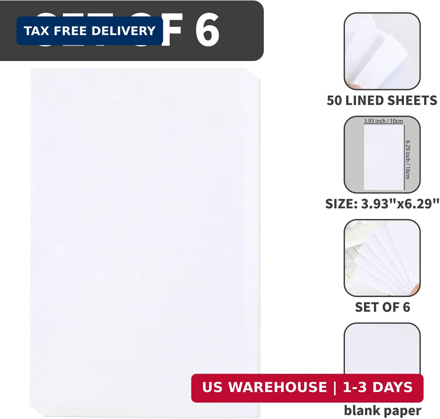 6 Pack 4×6 Blank Memo Note Pads 50 Sheets Small Scratch Pads for Writing