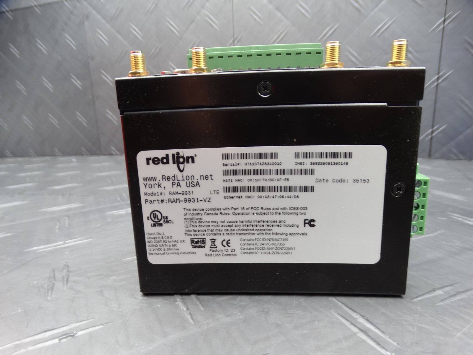 Red Lion Controls Sixnet RAM-9931-VZ Cellular RTU Wi-Fi LTE 4G Connection
