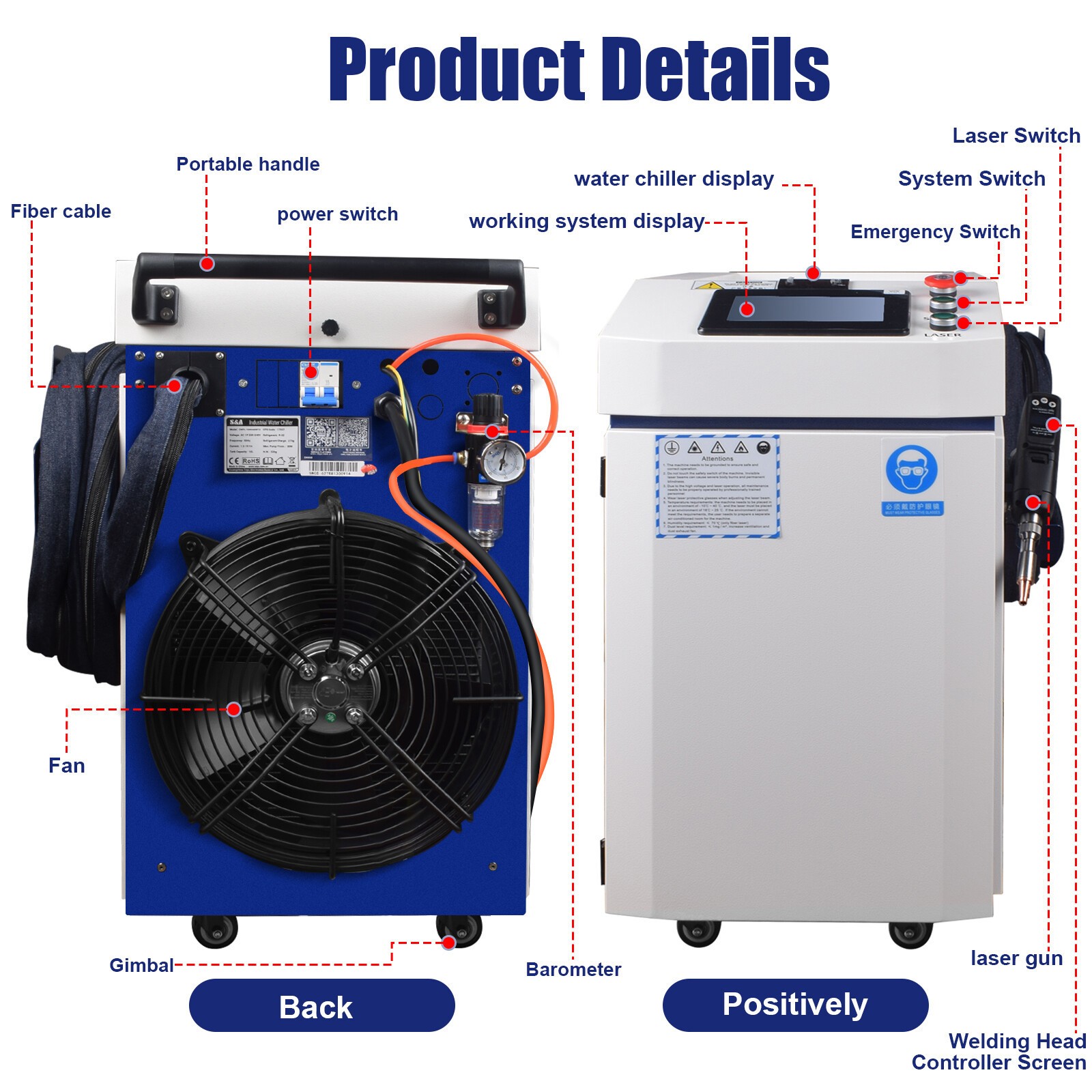 US STOCK Raycus 1300W 4 IN 1 Combo Fiber Laser Welding Cutting CLeaning Machine