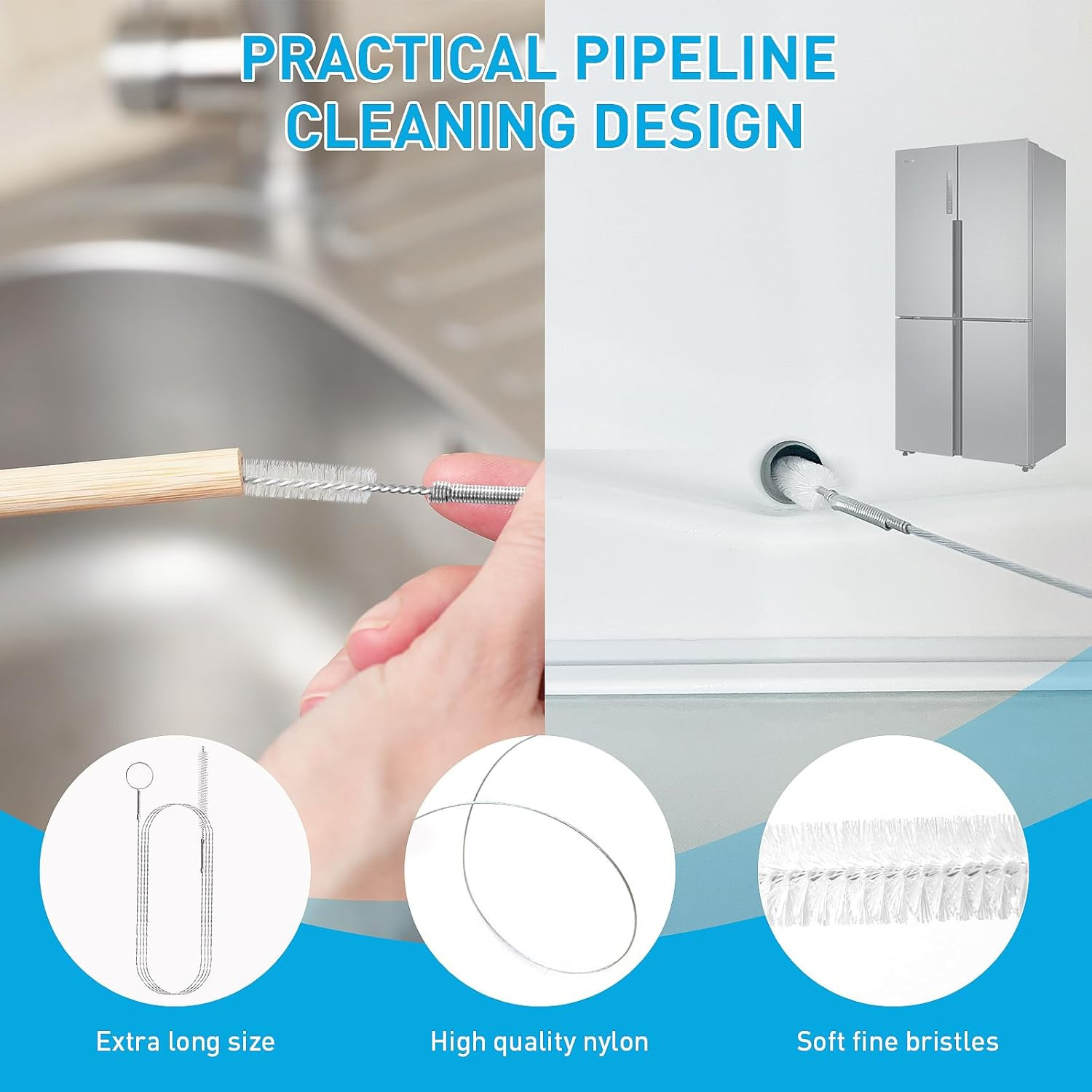 Drain Snake 12 Set: 25Inch Snake Drain Hair Removal Tool(1Pcs), 59Inch Cleaning