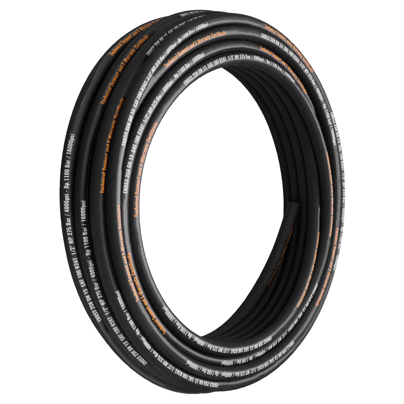 Uimoso 1/2″ Hydraulic Hose, 100 ft, R2 Steel Wire, 4000 PSI Working Pressure