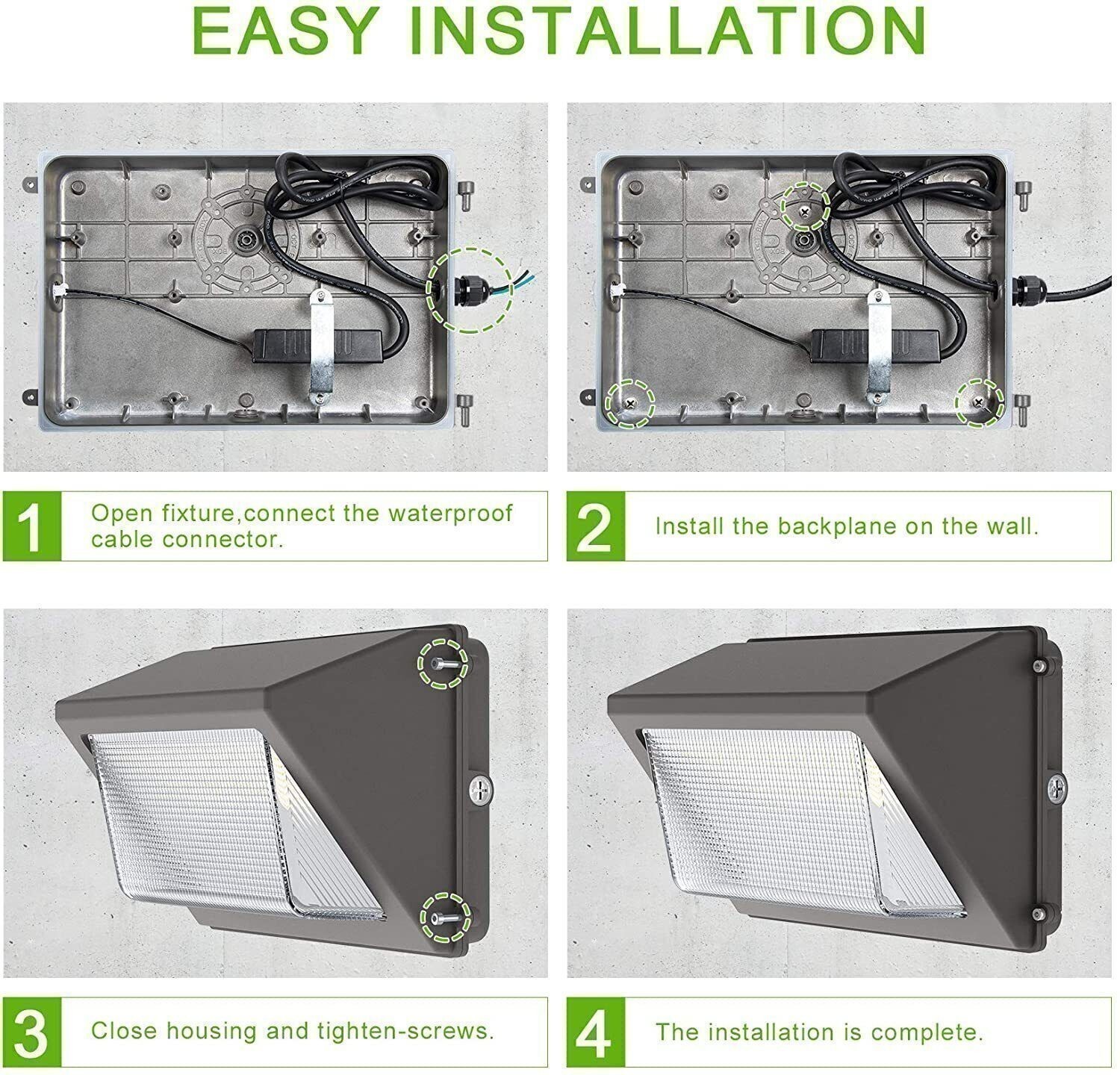 80/60/48W 2PCS LED Wall Pack Light (Photocell) Wall Lamp Outdoor Security Light