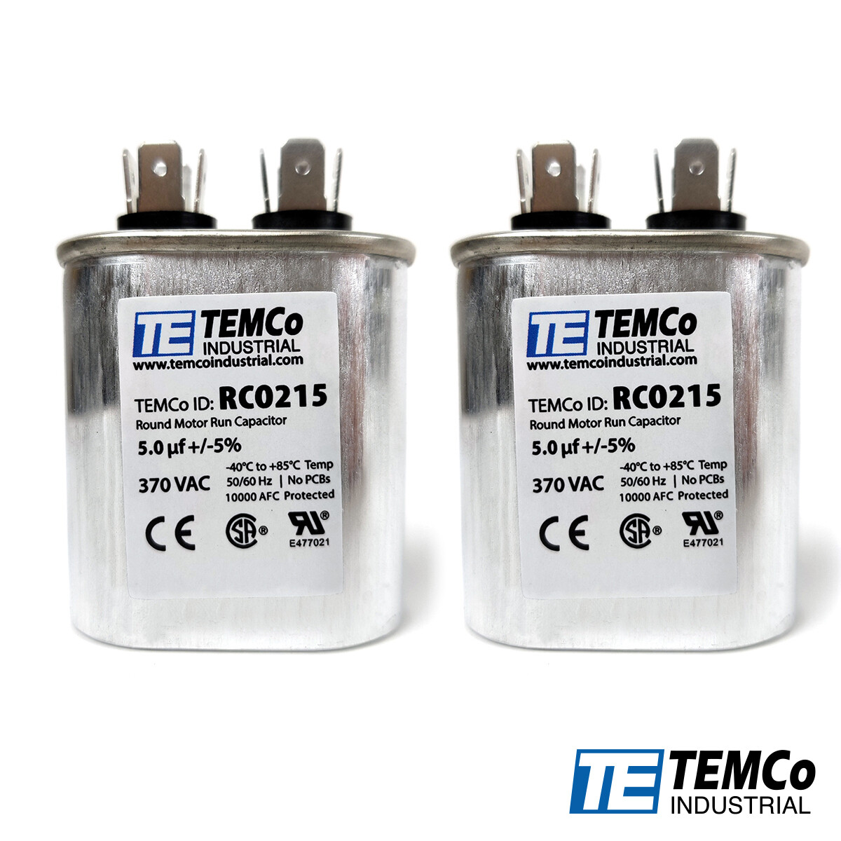 TEMCo 5 uf/MFD 370 VAC volts Oval Run Capacitor 50/60 Hz -Lot-2