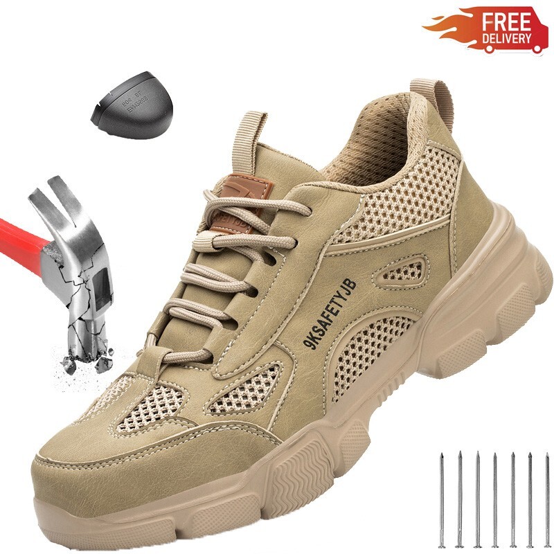 Mens Mesh Safety Shoes Steel Toe Work Boots Indestructible Lightweight Sneakers