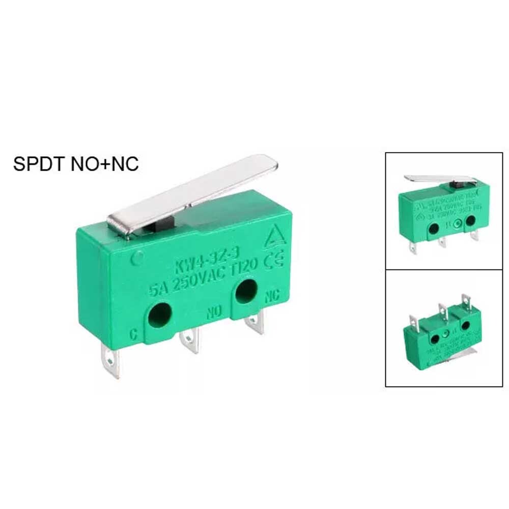 10pcs KW4-3Z-3 Micro Switch SPDT NO NC 3 Terminals Short Straight Lever Green