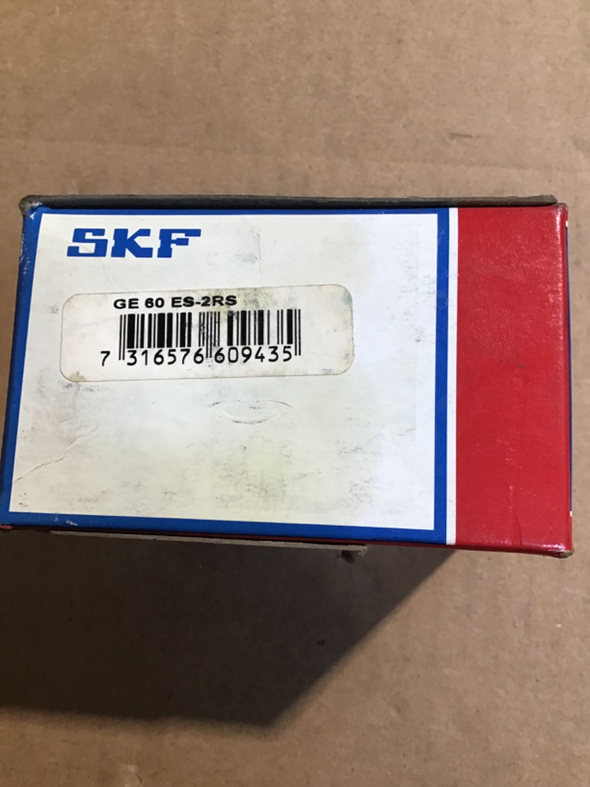 SKF GE 60 ES-2RS RADIAL SPHERICAL PLAIN BEARING, 60MM ID, 90MM OD. NEW IN BOX