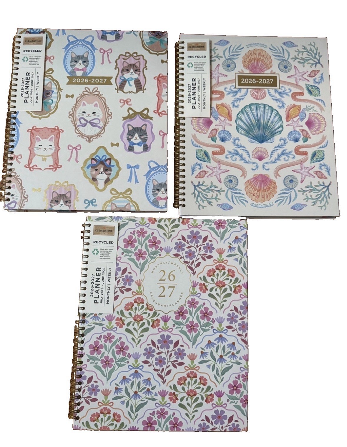 2027 Clementine 12 month Floral Planner July 2026-June 2027 11×9” Notebook Size