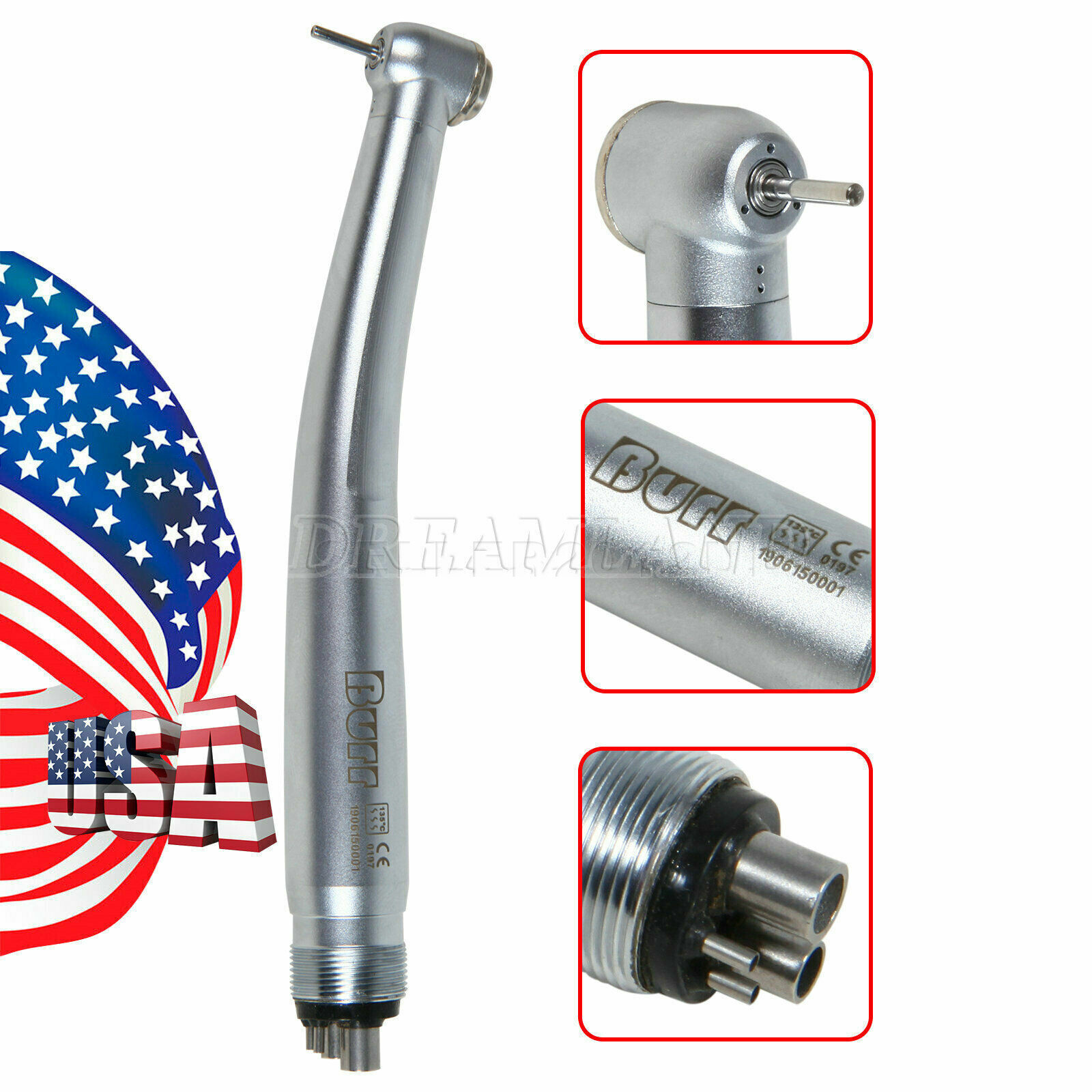 10 Pcs BURR NSK PANA MAX Style Dental High Speed Turbine Handpiece 4Hole U3BM