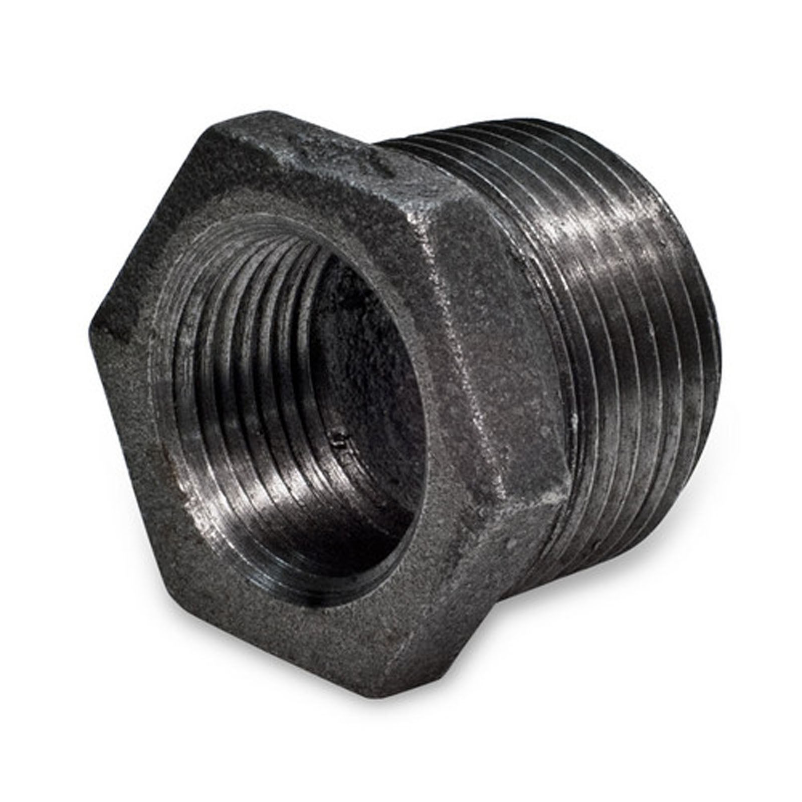 LOT OF (10) 1″ x 3/4″ BLACK MALLEABLE IRON BUSHING REDUCER PLUMBING FITTING