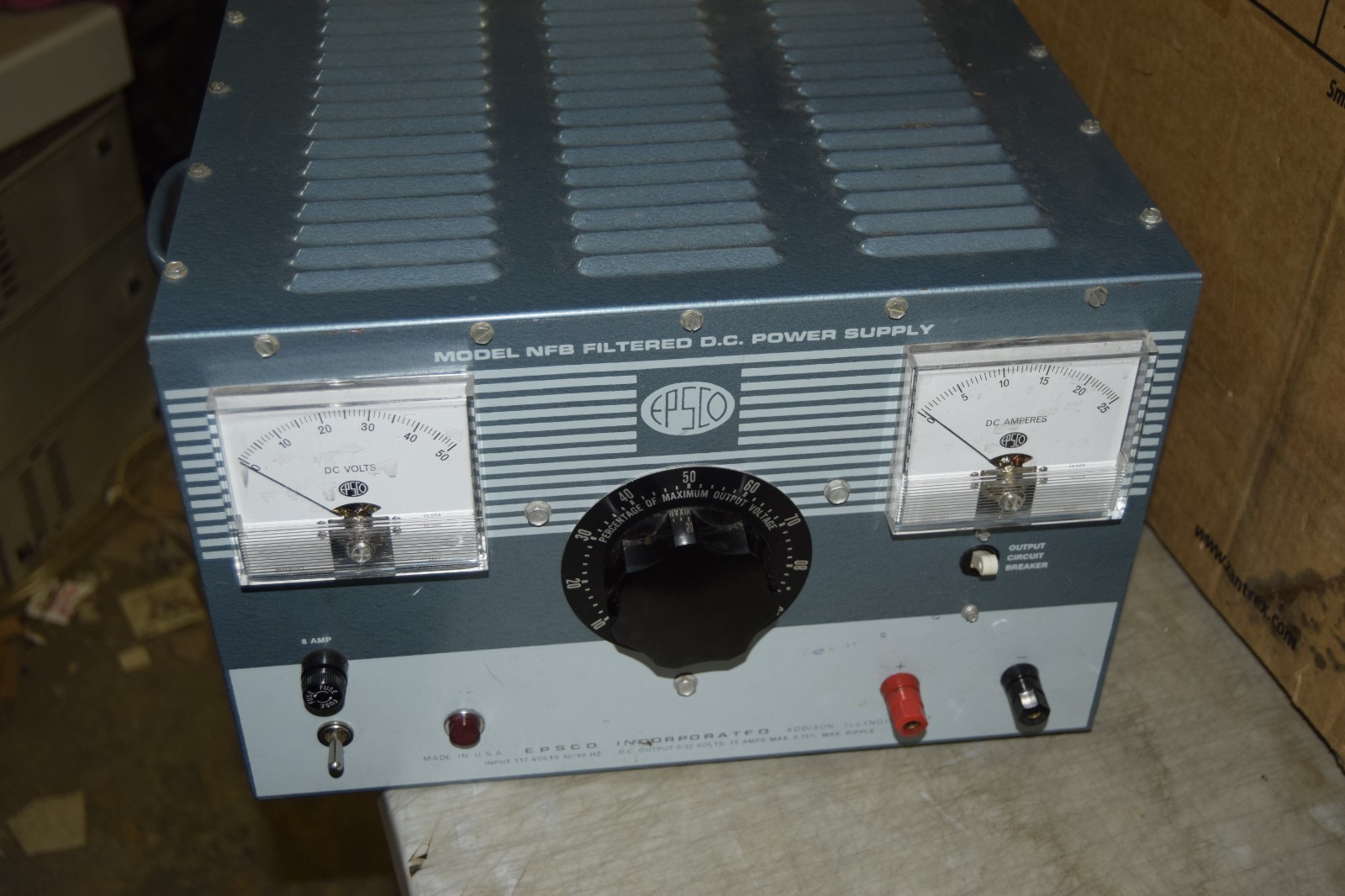 Epsco NFB 0-32 Volts DC 15A (44 VDC Max) Filtered DC Power Supply 115V Input