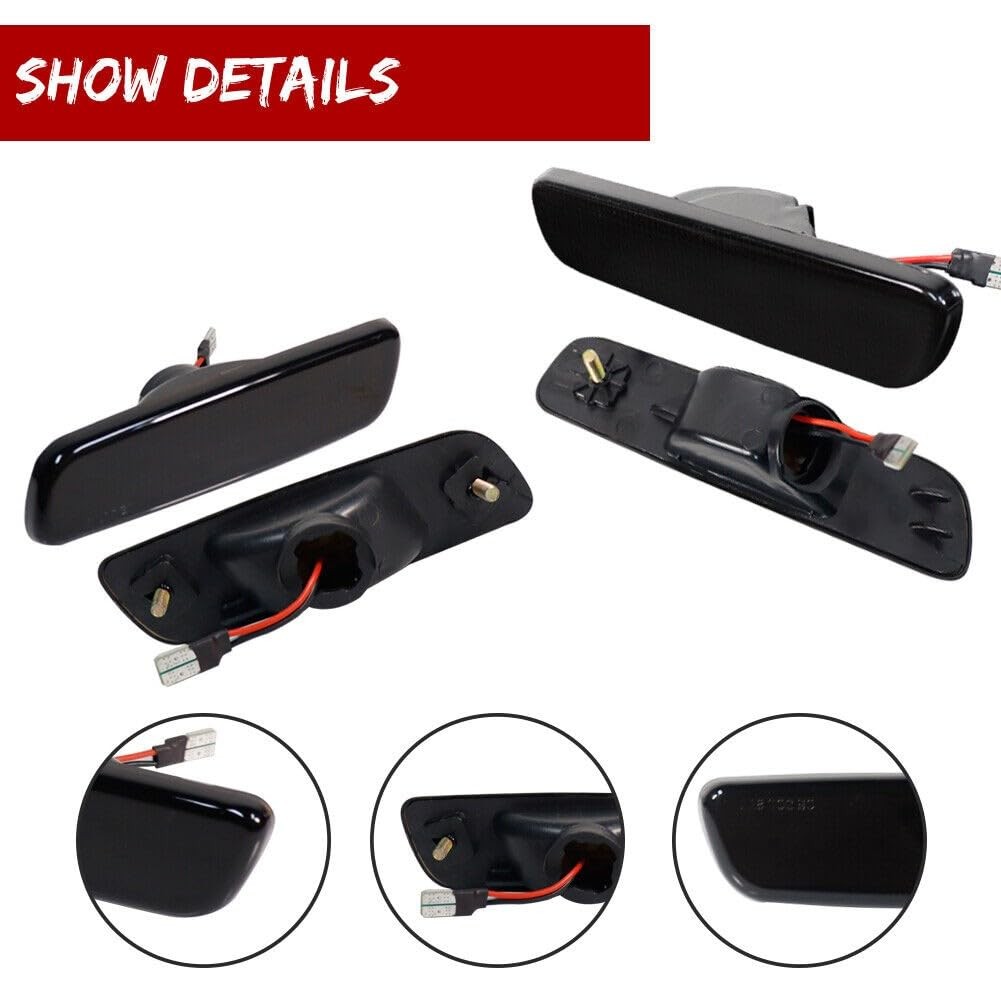 Side Marker Lights 4PCS for Lexus IS300 2001-2005 Smoke Amber Red Black Housing