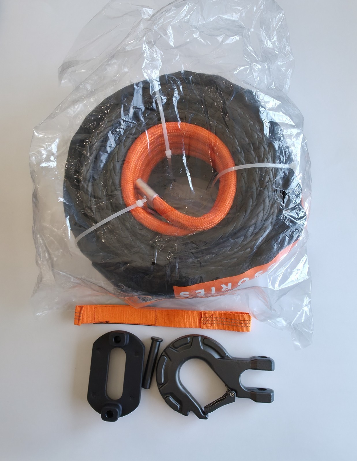 All-Top Synthetic Winch Rope Cable Kit 1/2in x 92ft 31500Lbs Heavy Duty Hook