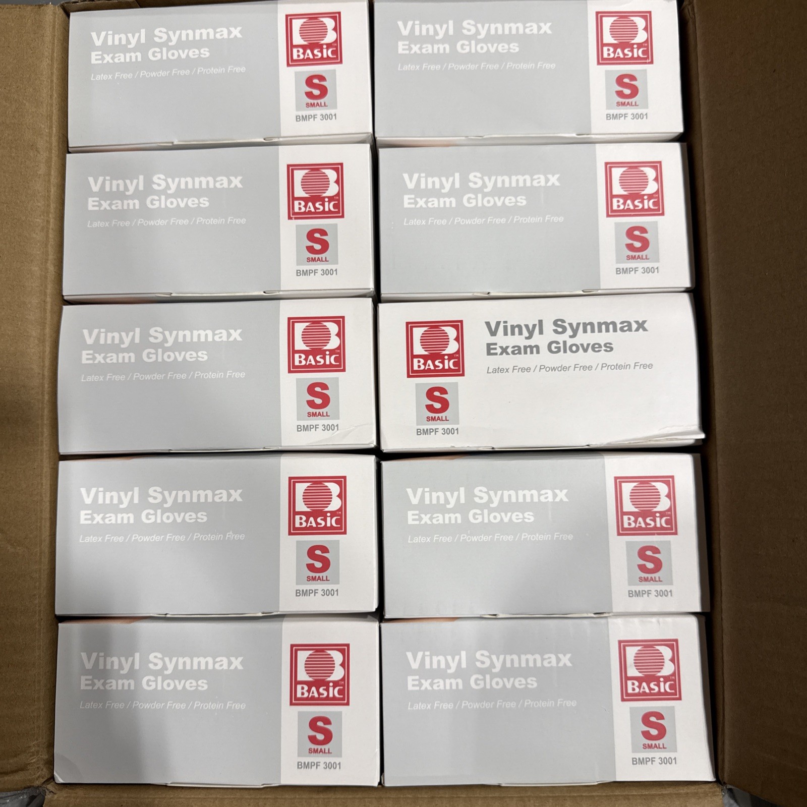 ( LOT OF 2 ) Basic Vinyl Synmax Exam Gloves ( 100 gloves each ) SMALL BMPF3001