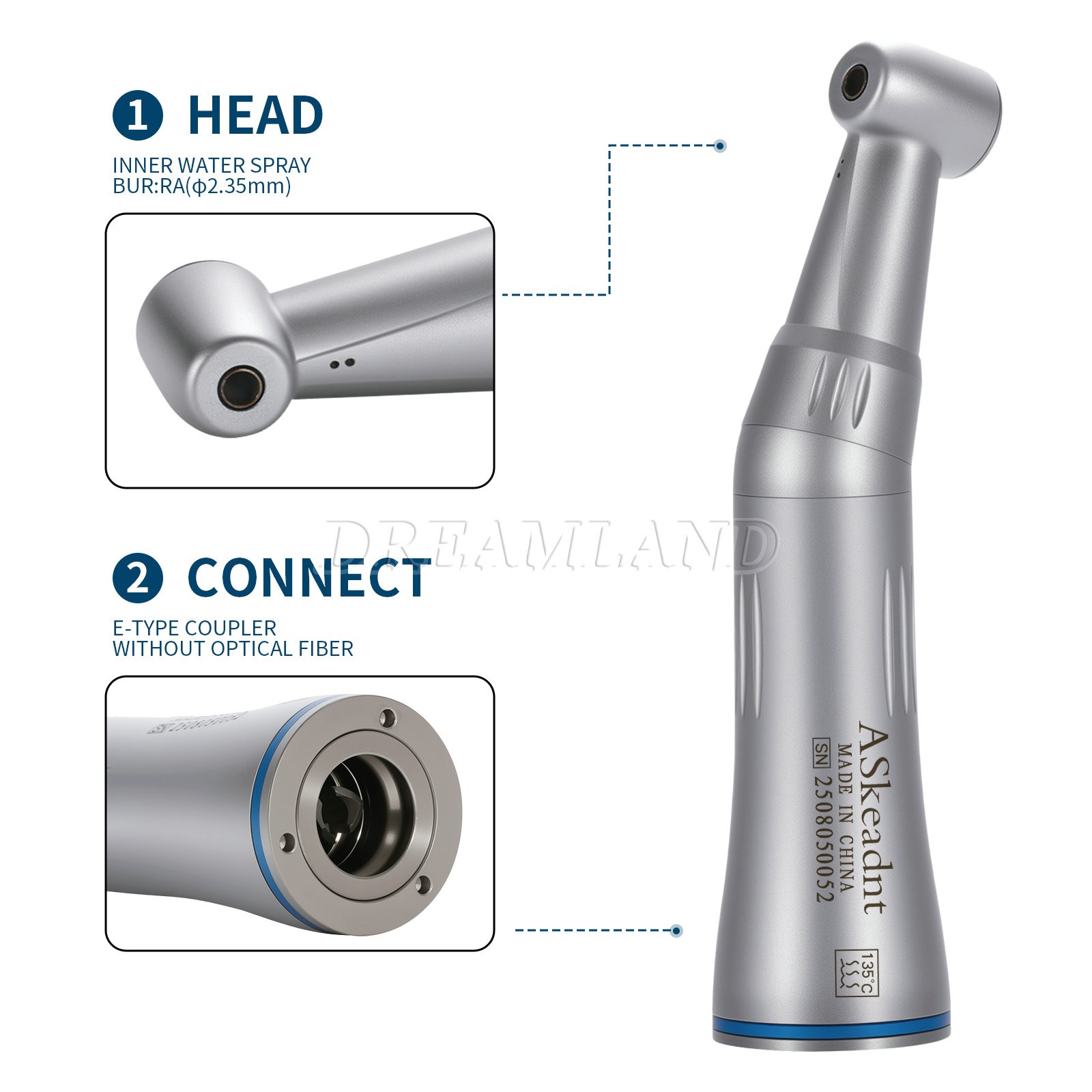 Dental Slow Speed Handpiece Inner Water Contra Angle/ Straight/ Air Motor 4Holes