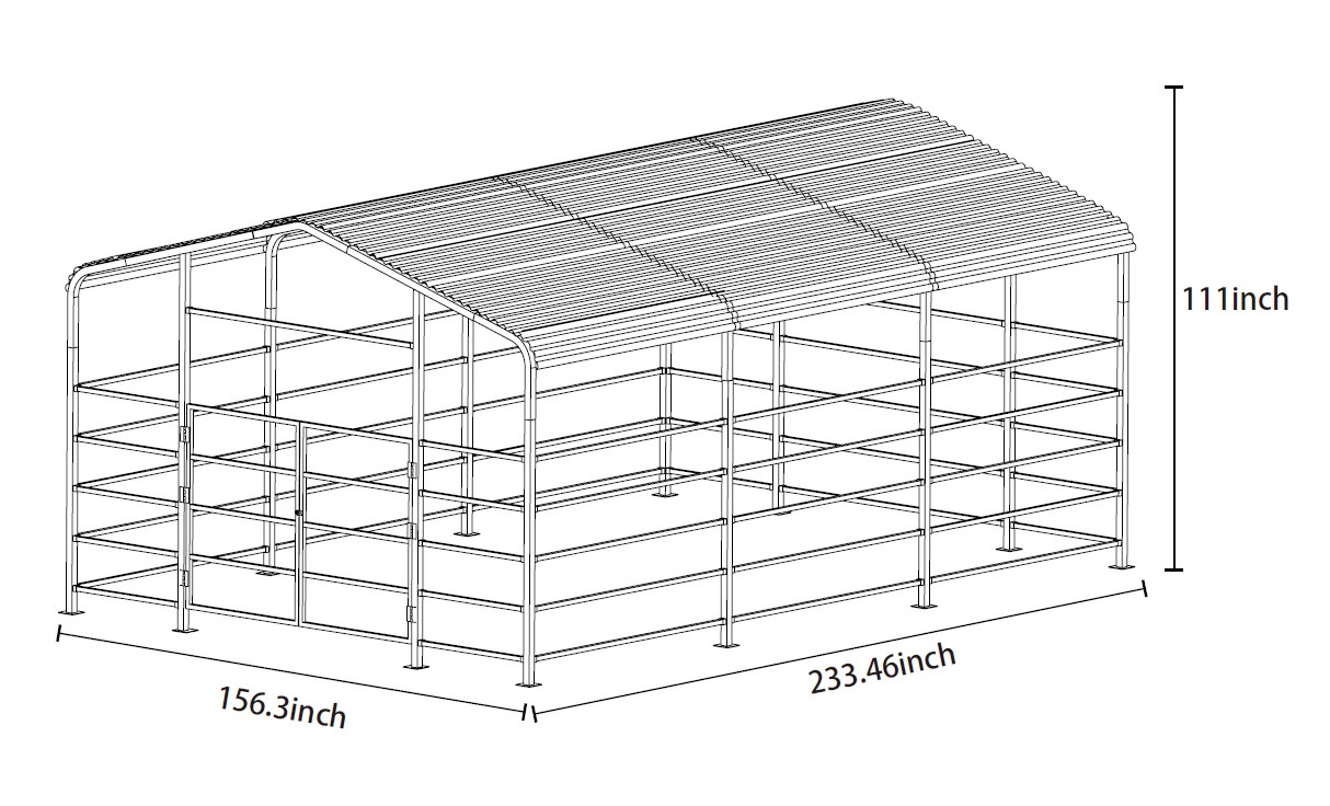 13x20ft Galvanized Heavy-Duty Livestock Shelter Metal Barn for Cattle Horse Goat