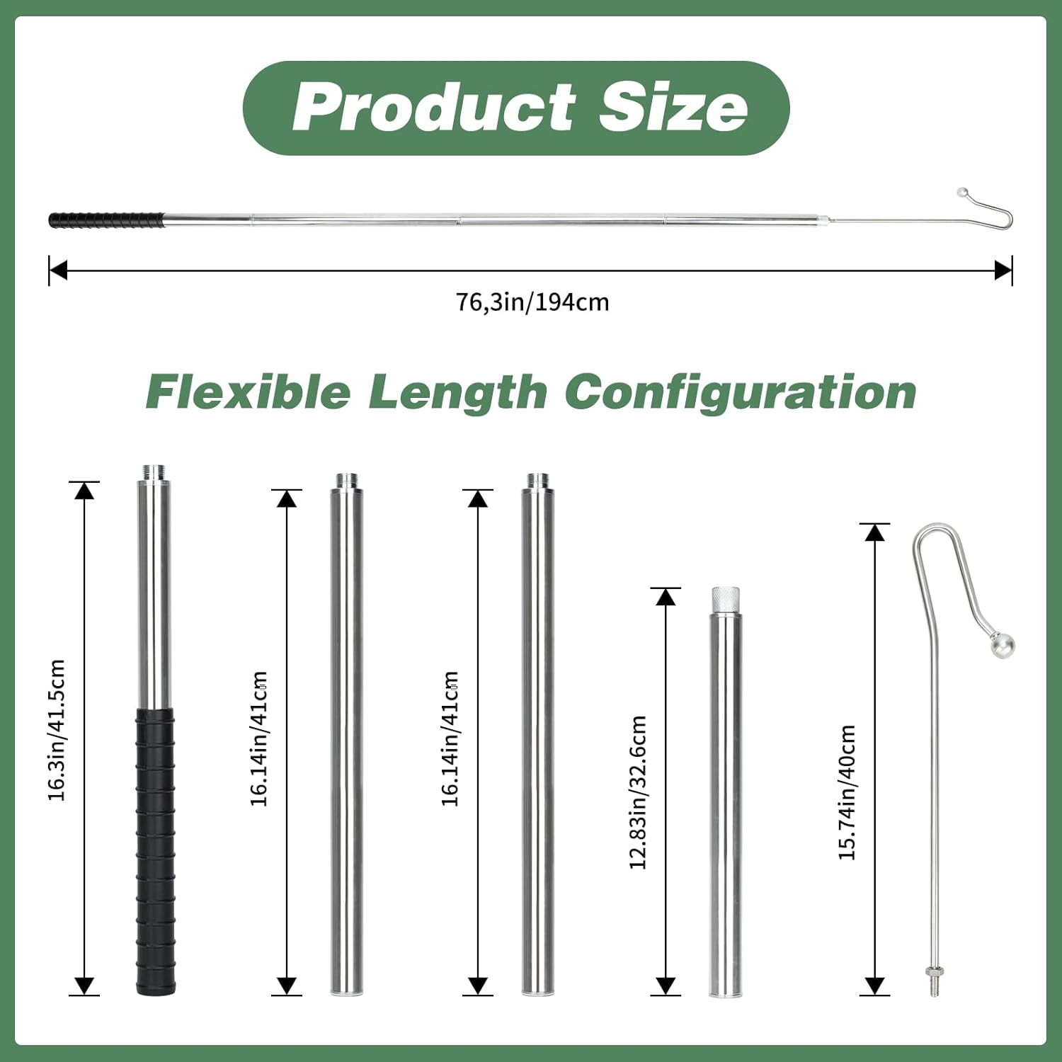 Goat Catcher Leg Hook, Adjustable Shepherd Hook for Goats and Sheep | 5 Adjustab