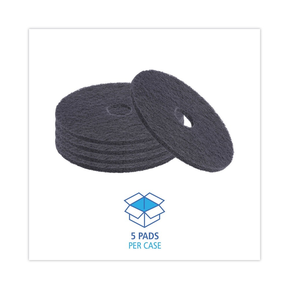 Boardwalk 4018BLA 18 in. Diameter Stripping Floor Pads – Black (5/Carton) New