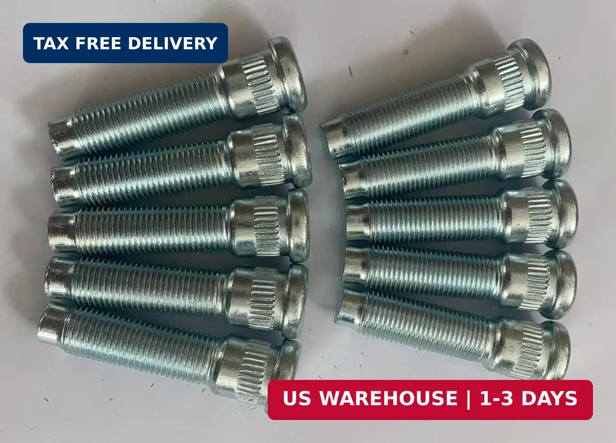 10pcs 610-290 1/2-20 Serrated Wheel Stud Bolt 0.622 in. Knurl, 2.2 in. Length Co