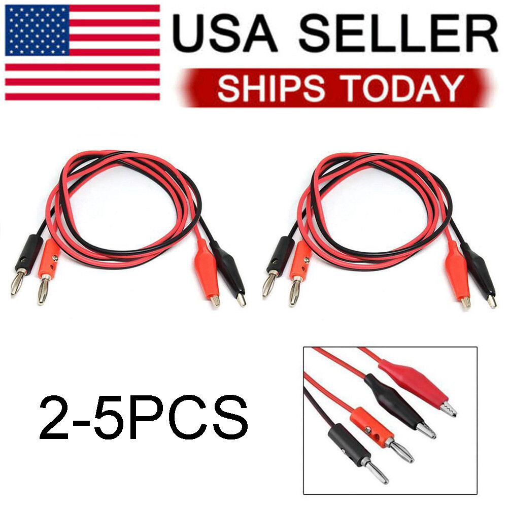 3FT Banana Plug Probe Cable to Alligator Test Lead Clip Wire For Multimeter