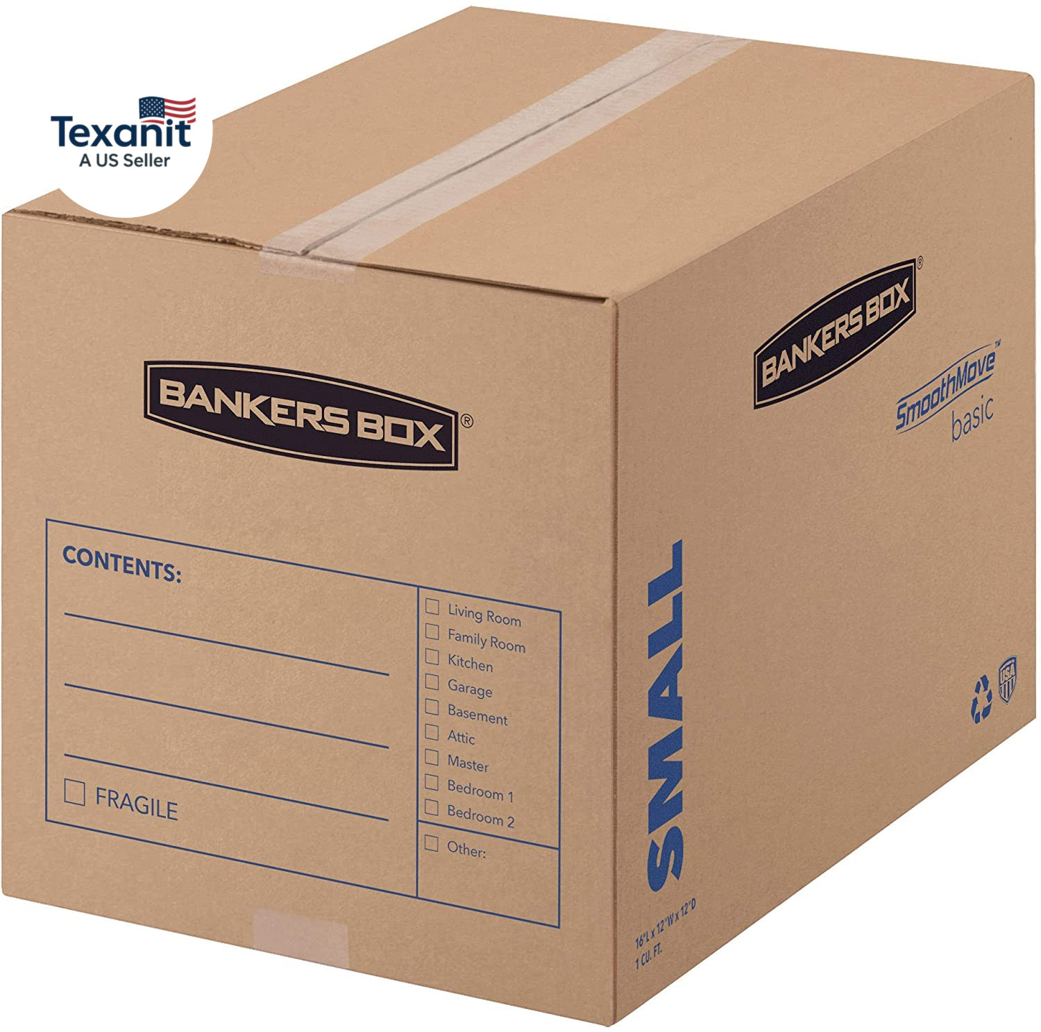 Small Moving Box 15 Pack, Pre-Printed for Labeling, 16.5-In X 12.25-In X 12.675-