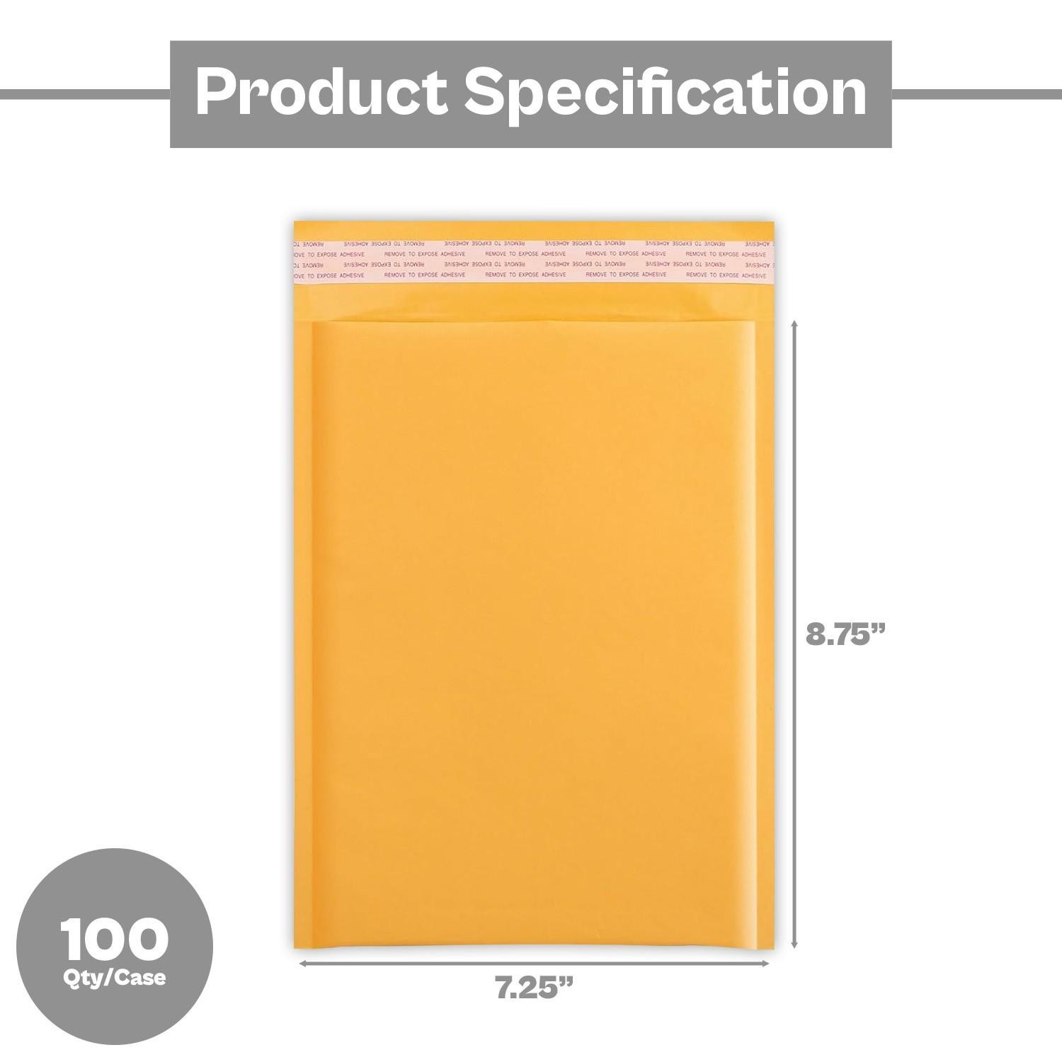 #DVD 7.25 x 9.75 Kraft Bubble Mailers Padded Shipping Envelopes 100 Pieces