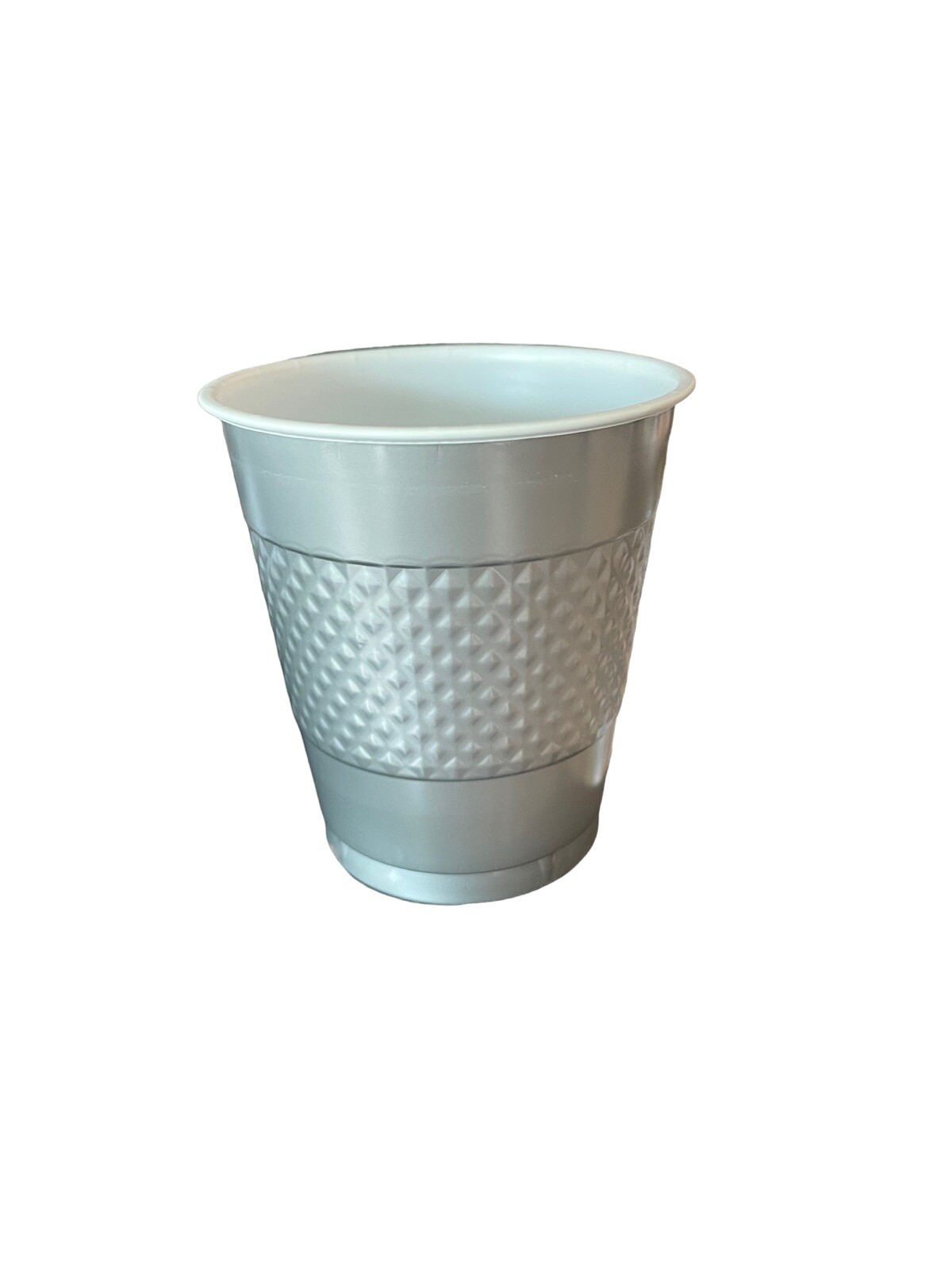 Silver 12 Oz Disposable Plastic Cups 20 Count Diamond Textured Side No-Slip Grip