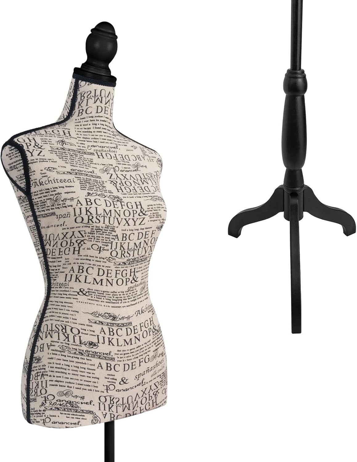 Fabric Female Mannequin Body,Dress Form Sewing with Adjustable Tripod Stand