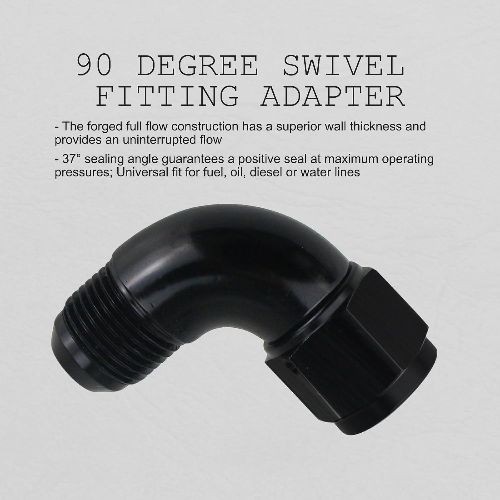 Male to Female Swivel 90 Degree Full Flow Fitting Adapter Coupler Aluminum Black