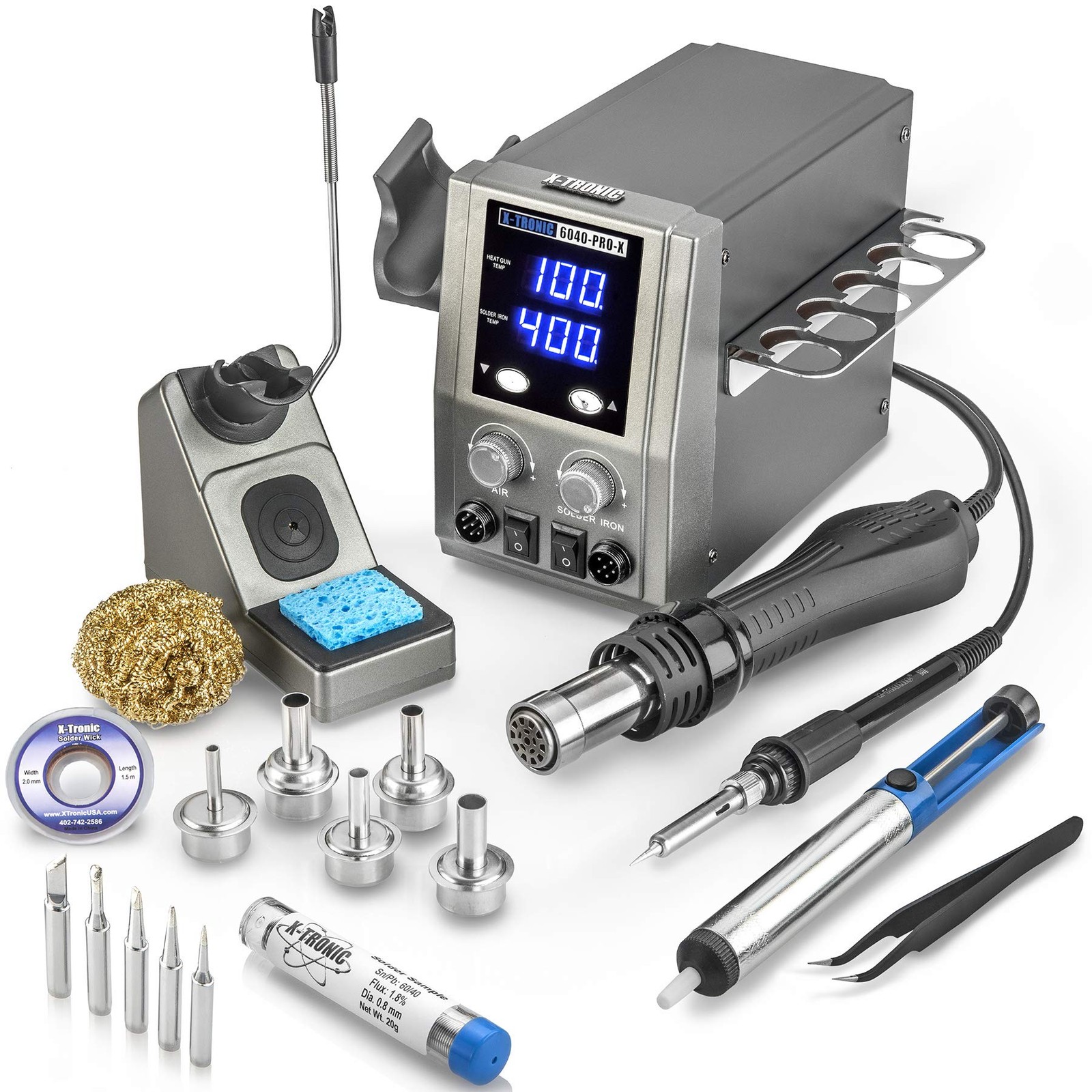 X-Tronic 700 Hot Air Rework Soldering Iron Temp Controls C/F Func 0-30 Min