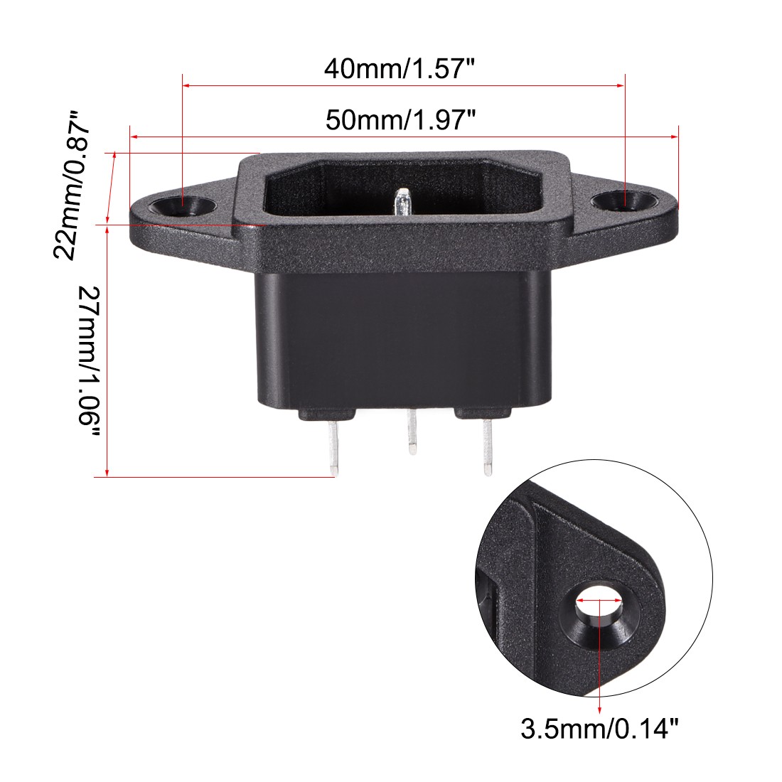 4 x Panel Mount Plug Adapter AC 250V 10A C14 3 Pins IEC Inlet Module Plug