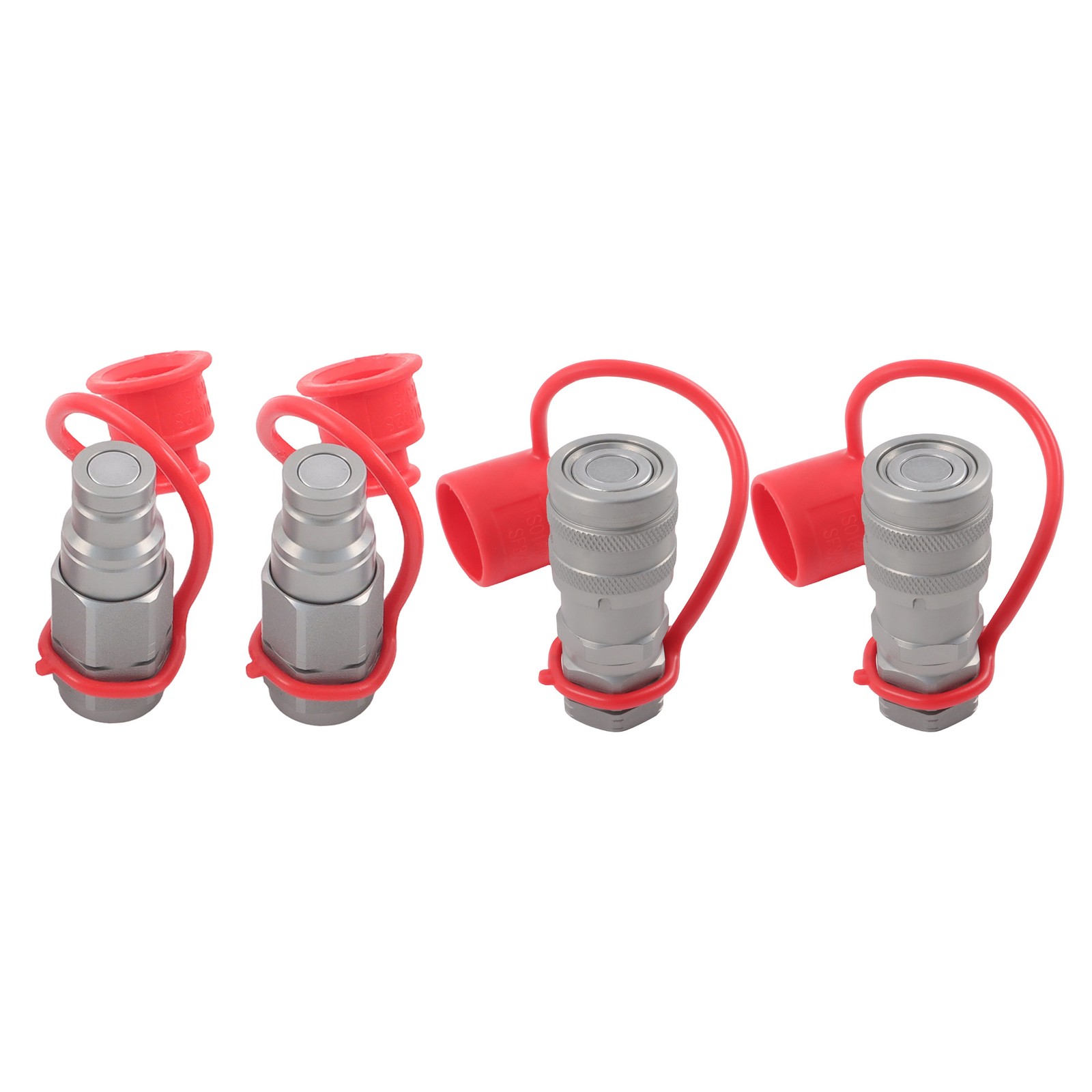 2 Pcs 3/8″ Flat Face Hydraulic Quick Disconnect Coupling Set 3/8″ NPT Thread