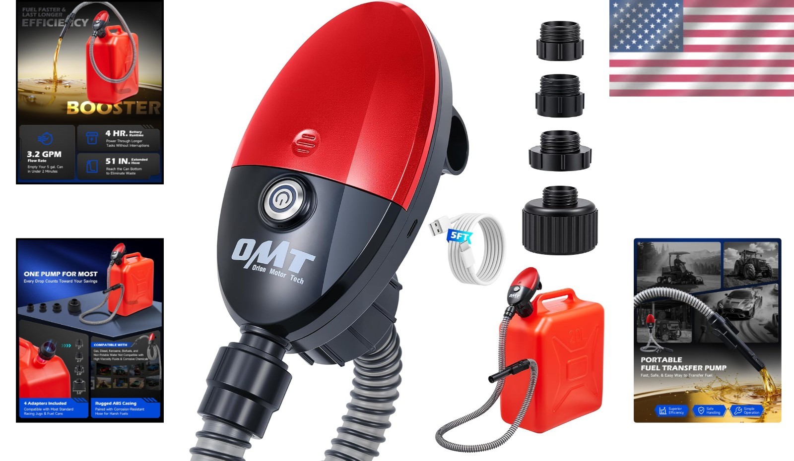 Portable 3.2GPM Fuel Transfer Pump Kit | Ideal for Gas, Diesel, Kero, Emergency